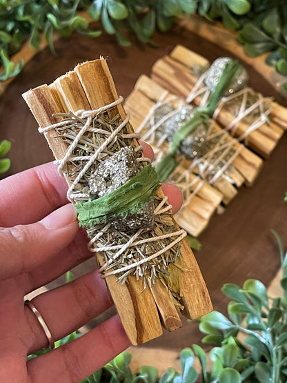 Prosperity Smudge Kit: pyrite + palo santo