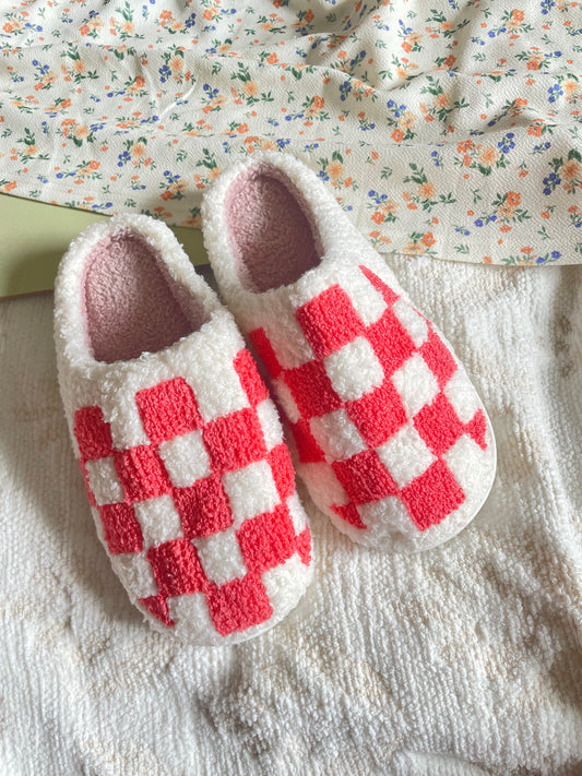 Pink Checkered Slippers