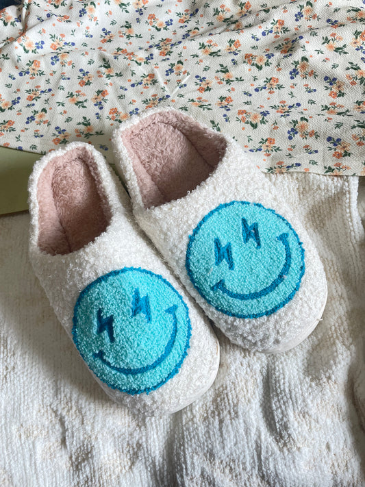 Blue Bolt Smiley Slippers