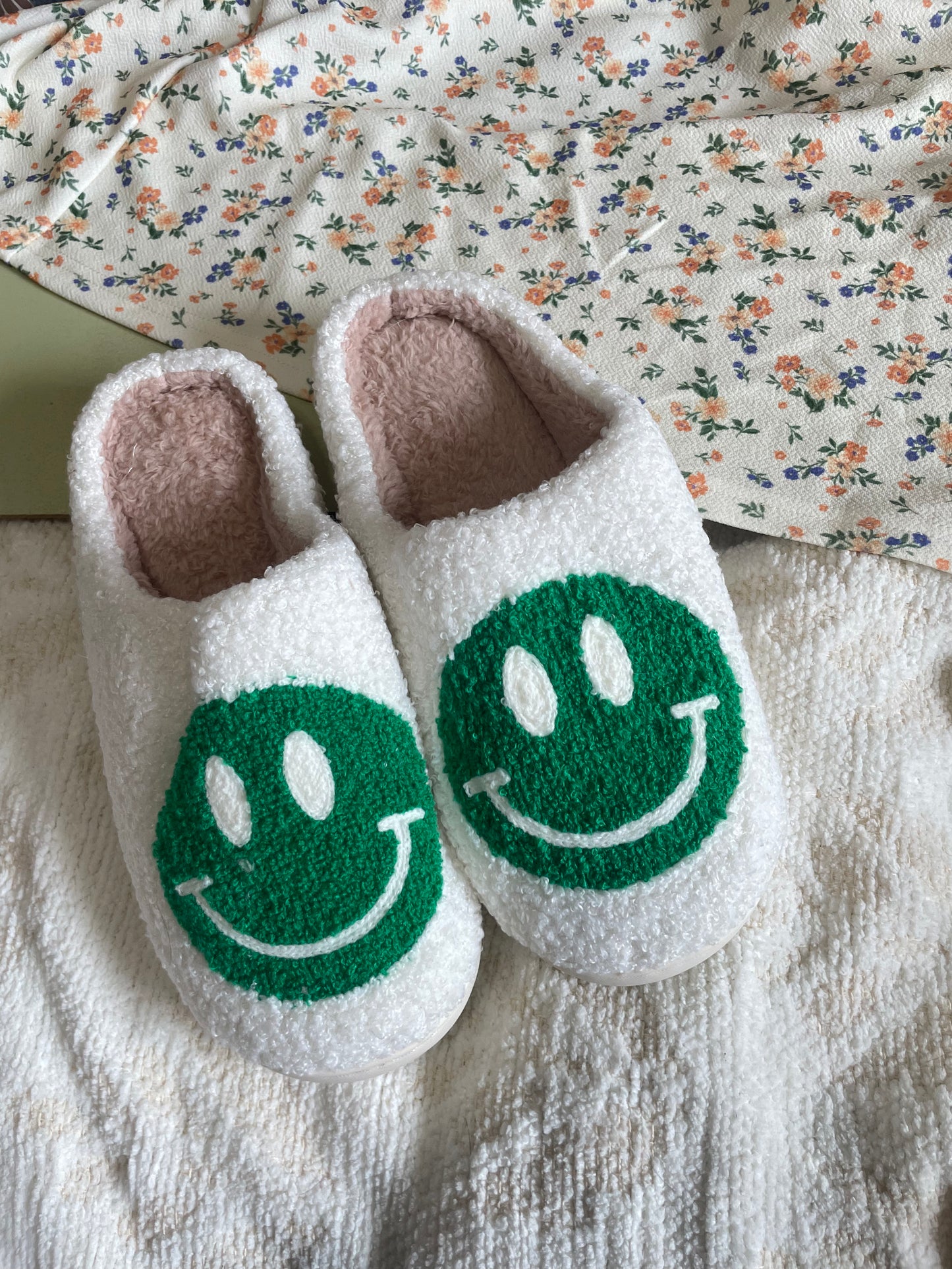 Green Smiley Slippers