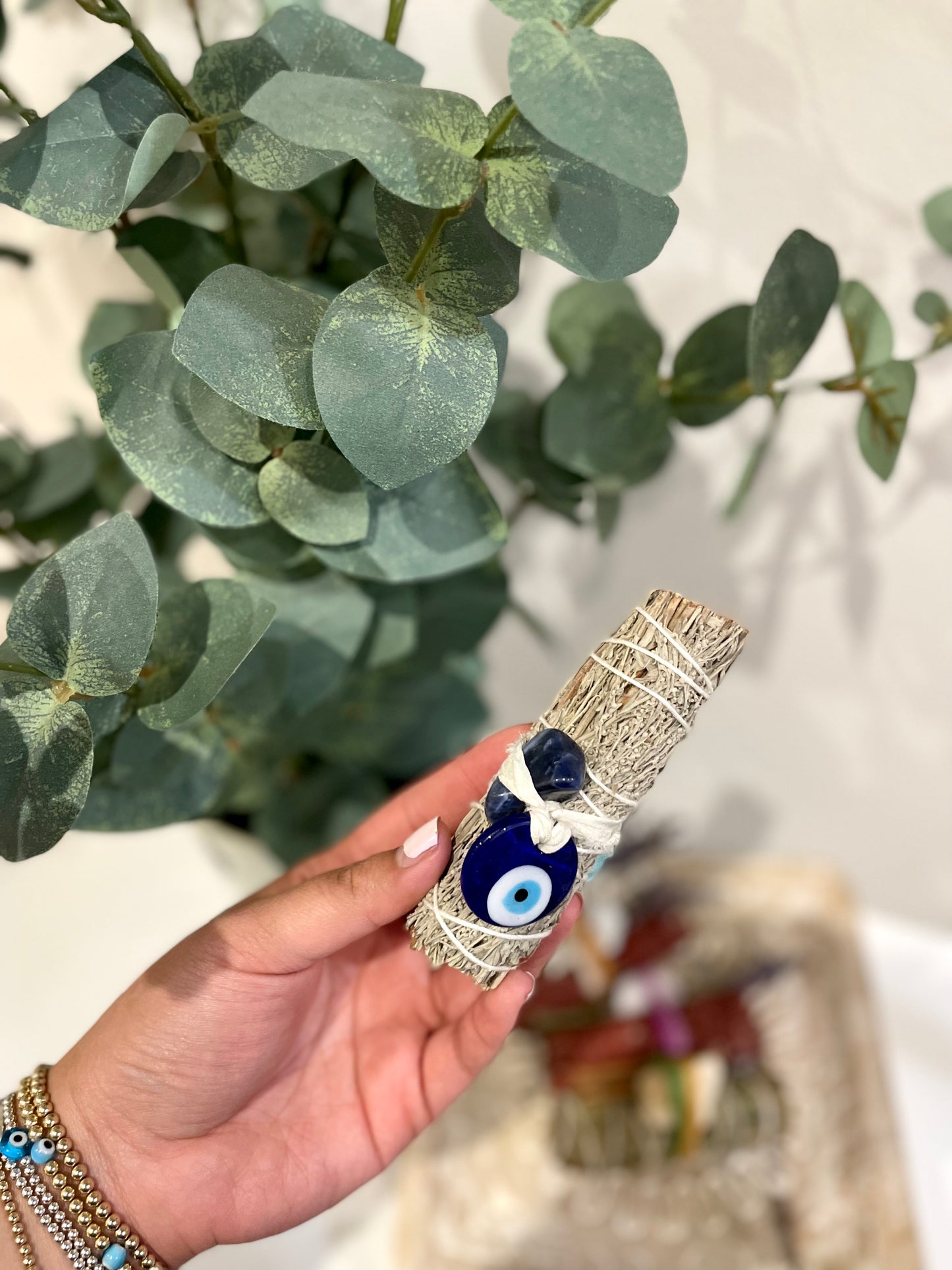 Return Back To Sender Sage Kit + Blue Mountain Sage + Evil Eye Charm + Blue Sodalite