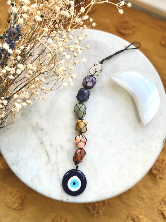 Large Chakra Crystal Keychain + Car Charm + Wall Hanging