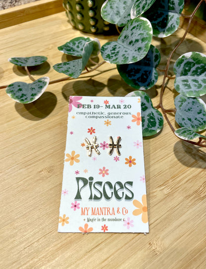 Pisces Zodiac Earrings